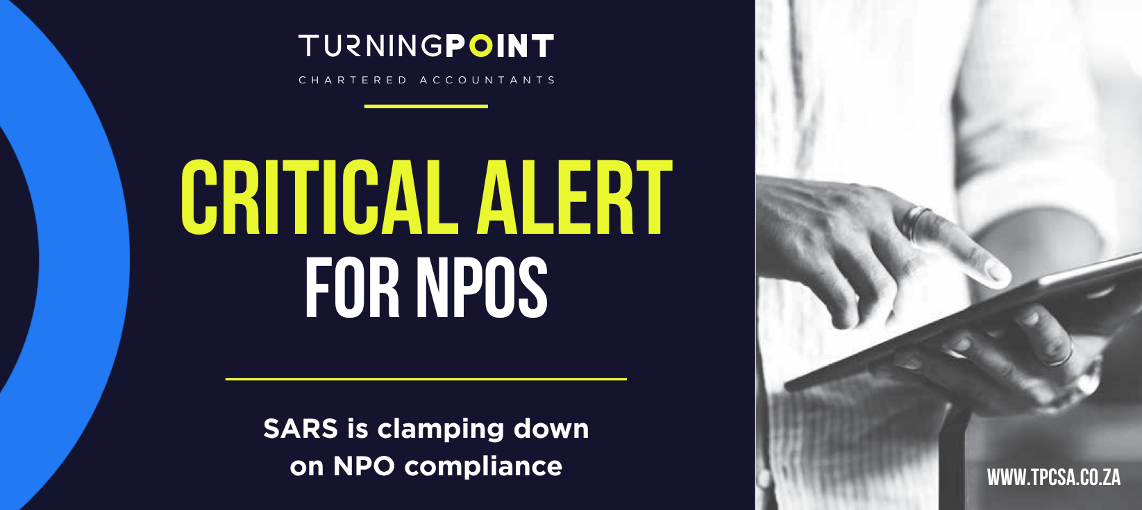 Image from Turning Point Chartered Accounting" Critical Alert for NPOs, SARS is clamping down on NPO compliance